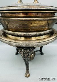 Мармит с горелкой. Металл, серебрение, Meriden Silver Plate Co., США, конец 19 века