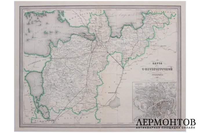 Карта Санкт-Петербургской губернии с планом города. 1871 г. А.А. Ильин