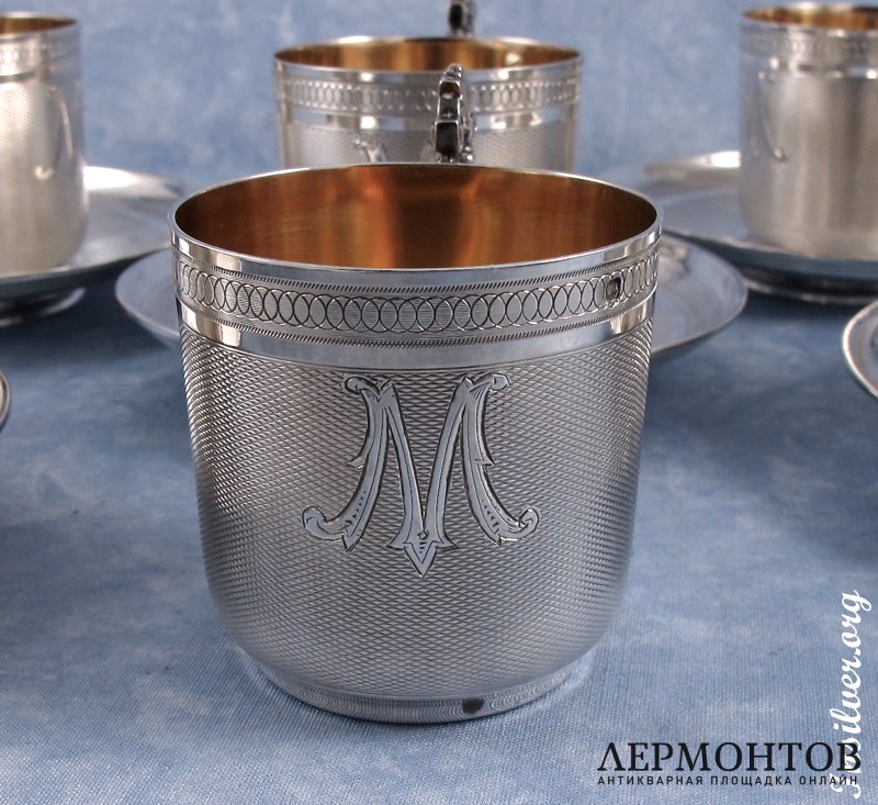 Кофейный набор на 6 персон. Серебро 950. Франция