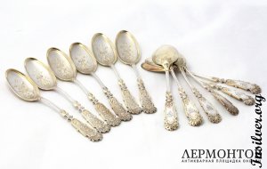Набор чайных ложек. Серебро 800. Германия