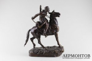 Скульптура Казак на лошади.  А.Л. Обер. Бронза. Россия, XIXв.