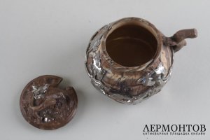 Этрожница с ложечкой, декорированные виноградной лозой.  Германия, кон. 19 в. Иудаика