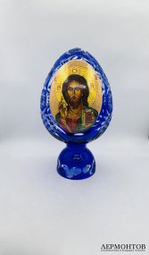 Пасхальное яйцо с образом Иисуса Христа. Хрусталь, резьба, Гусевской хрустальный завод, Россия, современная работа