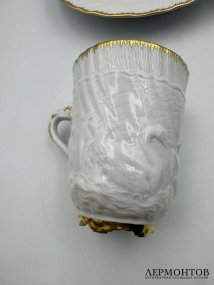 Чайное трио «Лебединый сервиз» в золоте. Фарфор, Meissen, Германия, 20 век