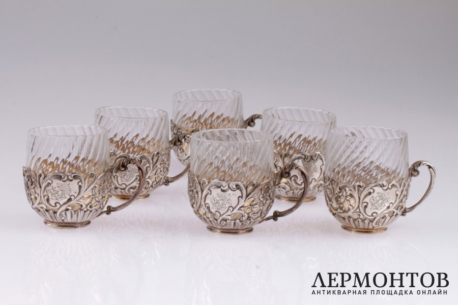 Кофейный набор. 6 пар. Серебро 950. Франция