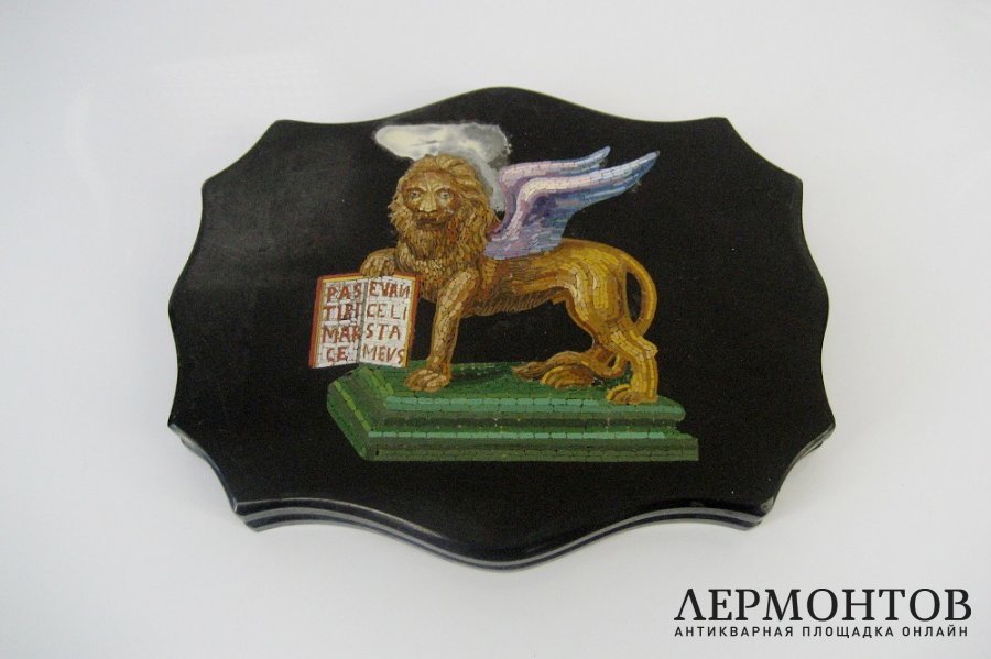 Пресс для бумаг. Мрамор, микромозаика. Европа, XIX век. 