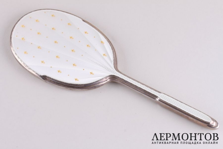 Дамское зеркальце. Серебро 925 пробы, эмаль. Англия, Бирмингем, 1956 г.