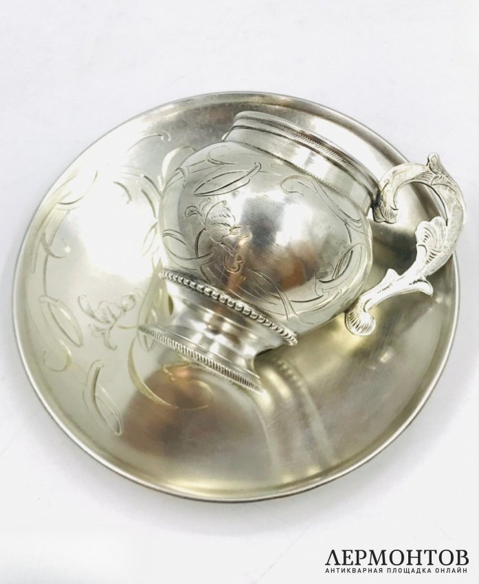 Кофейная пара «Бочонок». Серебро 84 пробы, Россия, 1908–1917 годы