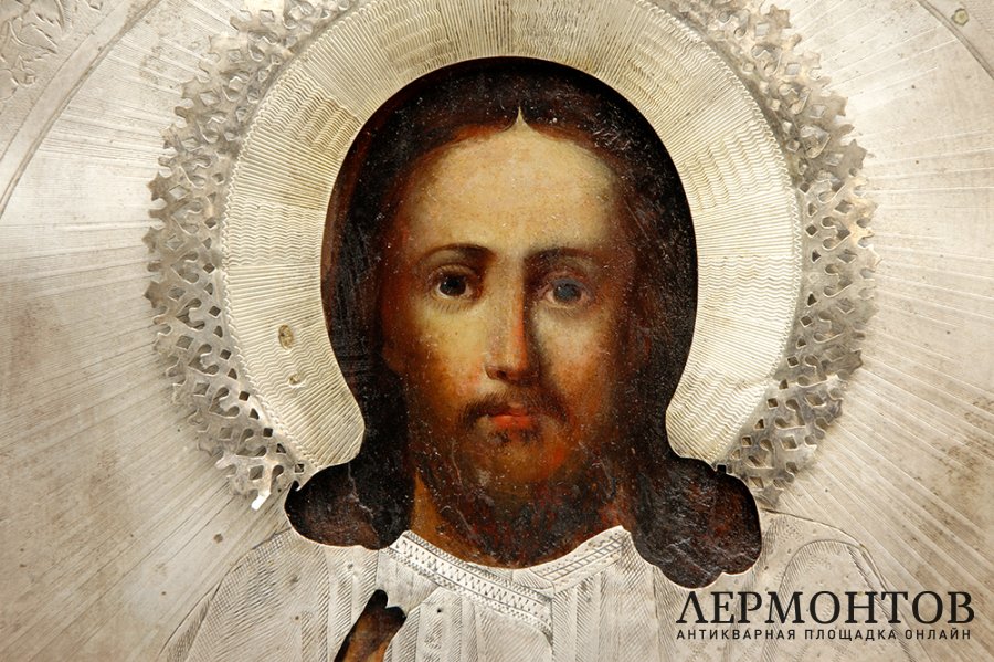 Икона. Господь Вседержитель. Серебро 84 пр., масло. Россия, 1872-1917 гг. Д. Орлов