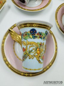 Чайный сервиз на 6 персон «Le Jardin des Papillons», форма Ikarus. Фарфор, золочение, Rosenthal, Versace