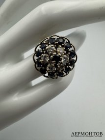Кольцо с сапфирами и бриллиантами. Золото 585 пробы, Западная Европа