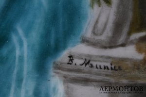 Пласт Две девушки в кринолинах. Фарфор, живопись. Франция, начало 20 века.