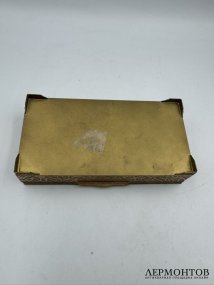 Шкатулка для рукоделия с миниатюрой. Бронза, золочение, гильошированная эмаль, Западная Европа, 19 век