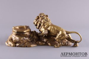 Чернильница Лев. Бронза, золочение. Европа, 19 век