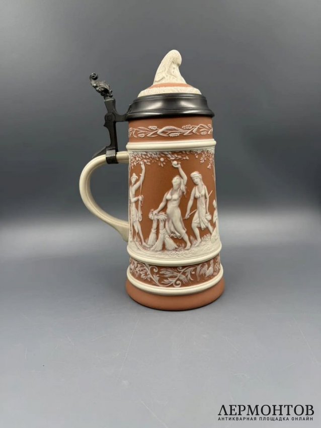 Пивная кружка «Лето». Каменная масса, олово, Villeroy & Boch, Германия, 1978 год