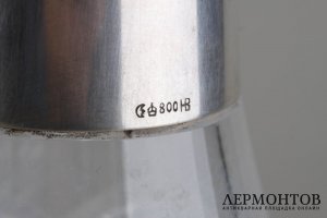 Высокие парные графины из хрусталя с серебром 800 пробы. Германия.