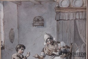 Завтрак. Женщина с детьми. Акварель, бумага. Голландия, конец XVIII - начало XIX в. 