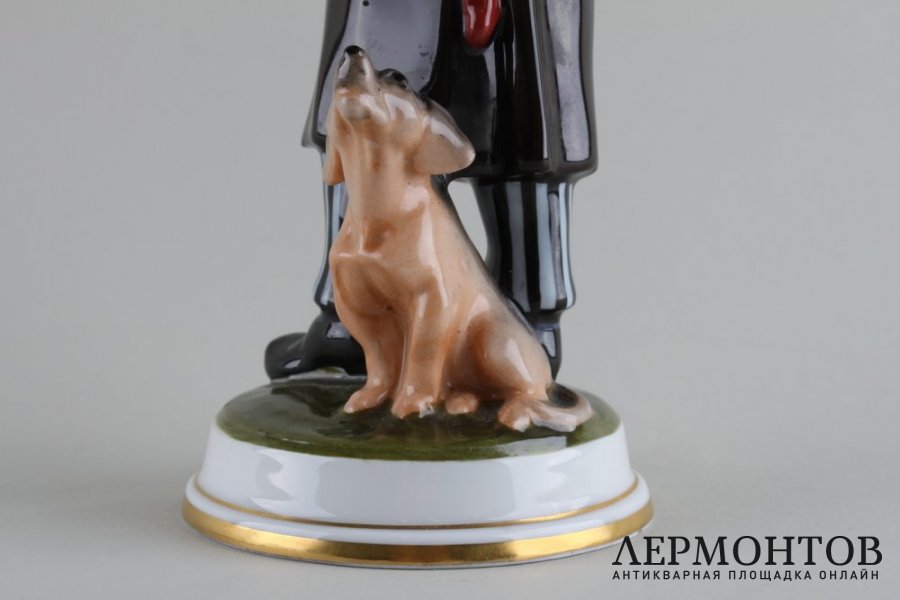 Статуэтка Музыкант с таксой. Rosenthal, Германия, Karl Himmelstoss Фарфор, 1920 г.