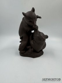 Статуэтка «Играющие медведи». Каменная керамика Бёттгера, Meissen, Германия, начало 20 века
