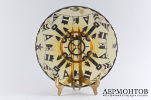 Блюдо с морской тематикой art deco. Стекло, серебряная накатка. Европа, 1930-е годы.