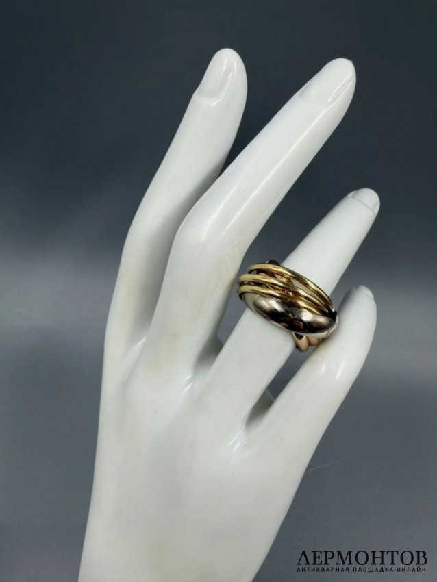 Кольцо «Trinity Constellation» с бриллиантом. Золото 750 пробы трёх цветов, Cartier, Франция