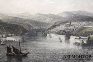 Гравюра. Вид на Севастополь с высоты птичьего полета. Лондон. 1860-е. 