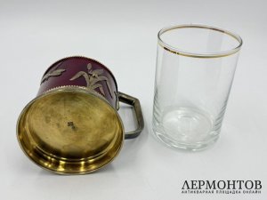 Подстаканник Стрекозы. Россия, 1887 год. Серебро 84, красный лак.