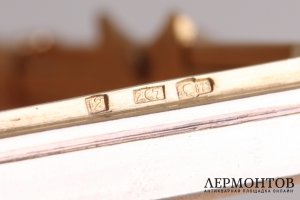 Портсигар. Русские самоцветы. Серебро 875 пробы, оникс, золочение. Ленинград, 1957 г.