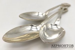 3 столовых ложки. Серебро 84 пр. Российская империя, торговый дом И.Е.Морозова, 1900е