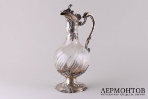 Графин для вина. Ed. Tetard. Серебро 950 пробы, стекло, золочение. Франция, XIX в.
