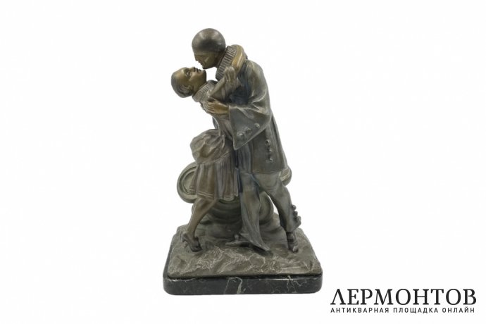 Скульптура Пьеро и Коломбина в стиле Ар Деко. Франция, Париж, 1920-1930-е гг.Шпиатр