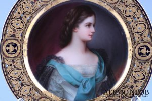 Тарелка с портретом. Elisabeth Kaiserin. Германия. Хутченройтер, 1864 г.