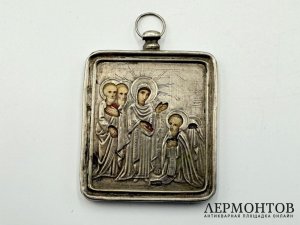 Икона Явление Богородицы Сергию Радонежскому. Россия, 19 век. Серебро 84 пробы.