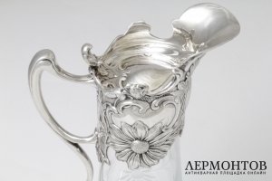 Декантер Ромашки. Серебро, хрусталь. Португалия