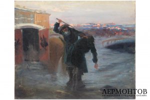 Картина. Петр I наказывает солдата. Нач. XX в. Неизвестный художник. Холст, масло.