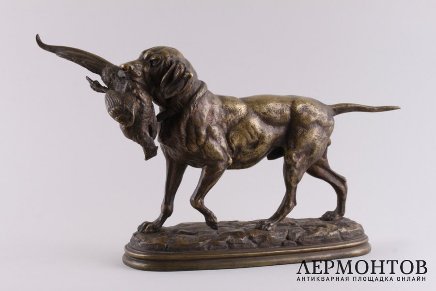 Скульптура Собака с дичью. Зап. Европа, автор мод. E. Delabrierre, кон.19-нач.20 в.