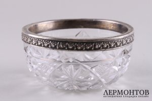 Ваза. 13 Артель. Серебро 84 пробы. Хрусталь, резьба. Россия, 1908-1917 гг.