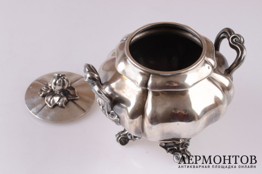 Сахарница в стиле барокко. Debain et Flamant, Серебро 950. XIX век. Франция