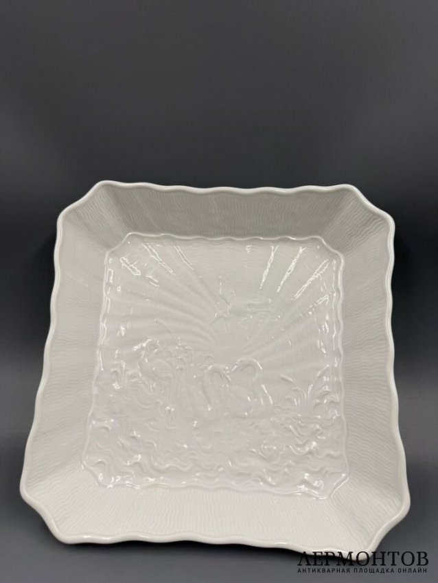 Квадратное блюдо из «Лебединого сервиза», 22,5 см. Фарфор, Meissen, Германия