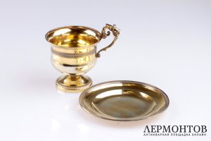 Чайная пара. 1819-1838 годы. Серебро 950. Франция