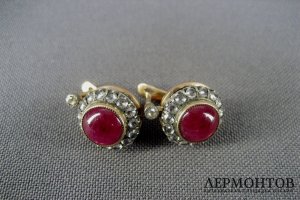 Серьги. Золото 56 пробы, рубины. Российская Империя.