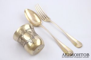 Набор Эгоист в футляре. E. Compere. Серебро 950 пробы. Франция, XIX в.