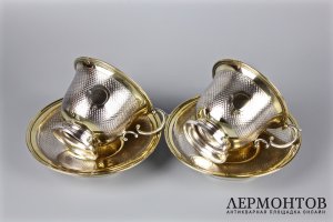 Комплект чайных пар. Серебро 800 пробы. Австрия, 1900-е гг.