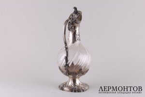 Графин для вина. Ed. Tetard. Серебро 950 пробы, стекло, золочение. Франция, XIX в.