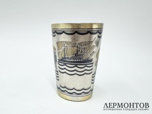 Стопка памятники Санкт-Петербурга. 2 пол. 20 века. Серебро 875 пробы, чернь.