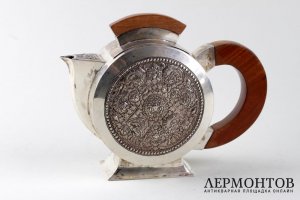 Молочник в стиле ар деко с восточным мотивом. Серебро 900 пробы. Камбоджа