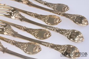 Столовый сервиз на 6 персон Jamet. Серебро 950. Франция
