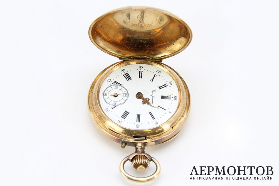 Часы карманные Vulcain. Золото, алмазы, эмаль. Швейцария, начало 20 века.