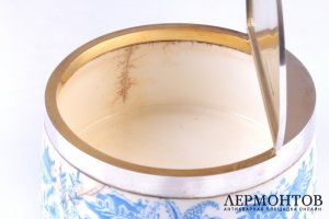 Бонбоньерка, ваза для сладостей Shanks and Co. Серебро 84, фарфор. Российская империя