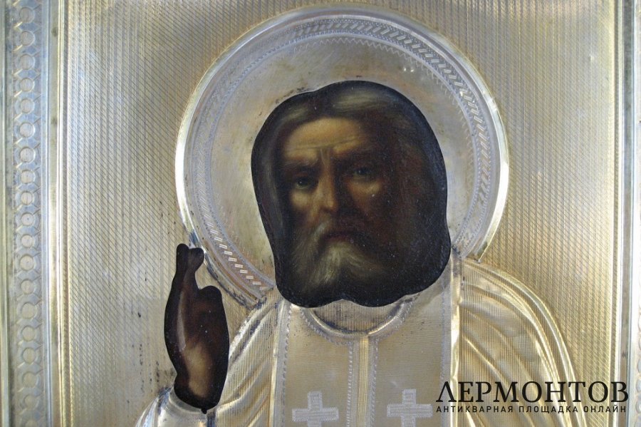 Икона. Св. Серафим Саровский. Серебро 84 пробы. Российская Империя.